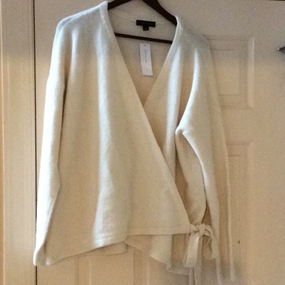 Ann Taylor oversized cream wrap sweater